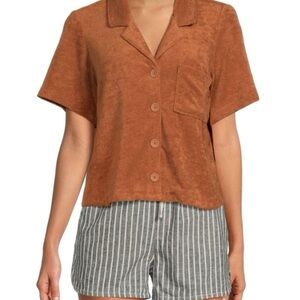 MARINE LAYER Terry Camp Shirt Size Small Sienna Colorway EUC